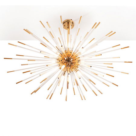 Lustre Dormitor - Lustra moderna dimabila aurie/crom Xenia, tije din sticla transparenta cu terminatii metalice, inaltime reglabila, telecomanda, 381635D - Schuller