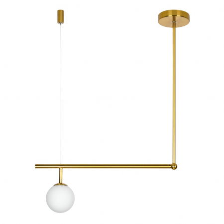 Lustre Dormitor - Lustra moderna aurie Koffi premium, abajur glob alb sticla, structura metal, XCP8035-1 - King