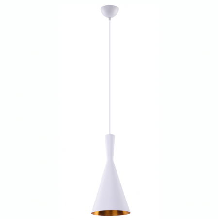 Lustre Dormitor - Lustra moderna conica Sylvi Ø 18 alb/negru cu auriu, stil industrial, aluminiu, AZ 1340 - Azzardo