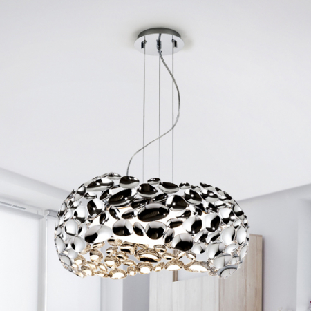 Lustre Dormitor - Lustra moderna crom/alb/aur roz Daria, Ø 47 cm, metal, inaltime reglabila, 266284 - Schuller