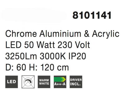 Lustra moderna crom forma bucla Lempi 60 cm, iluminare LED, 8101141 - Novaluce [4]