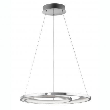 Lustre Dormitor - Lustra moderna crom Melin Ø62 cm LED dimabil, forma rotunda doua cercuri, 9180302 - Novaluce