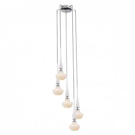 Lustre Dormitor - Lustra moderna cu 5 pendule suspendate albe/negre Eglan 46x210, design modern, 5 becuri, AZ 0261 - Azzardo