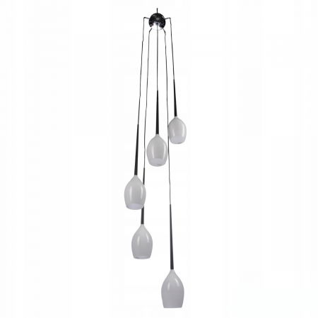 Lustre Dormitor - Lustra moderna cu 5 pendule suspendate Garnet 40 cm, diverse culori, detaliu metalic negru, AZ 0311 - Azzardo