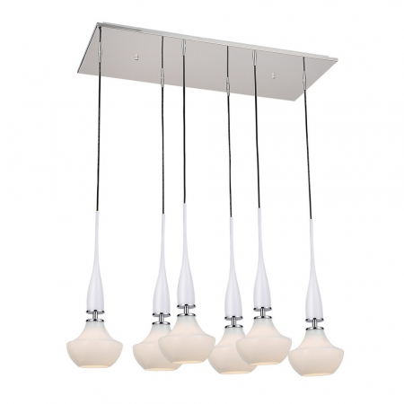 Lustre Dormitor - Lustra moderna cu 6 pendule suspendate albe/negre Eglan Line 85x39 cm, design modern, AZ 1883 - Azzardo