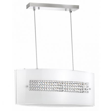 Lustre Dormitor - Lustra moderna dreptunghiulara alba Malita din sticla cu cristale, 7310602 - Novaluce