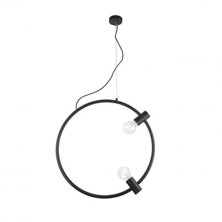 Lustre Dormitor - Lustra moderna inel rotund alb/negru cu 2 becuri Paca 60 cm, metal, AZ 3353 - Azzardo