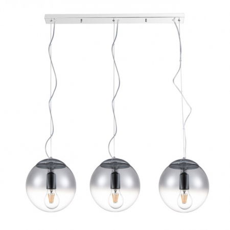 Lustre Dormitor - Lustra moderna liniara cu 3 pendule tip glob Yonca Line 95 cm, sticla transparenta/ crom, AZ 3103 - Azzardo