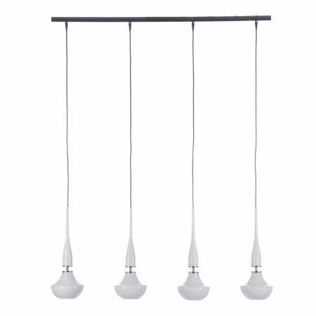 Lustre Dormitor - Lustra moderna liniara cu 4 pendule suspendate albe/negre Eglan Line 101 cm, design modern, 4 becuri, AZ 0884 - Azzardo