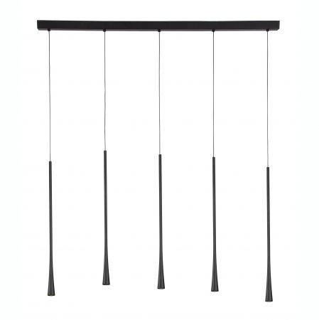 Lustre Dormitor - Lustra moderna liniara cu 5 pendule Govin 110 cm, iluminare LED, metal negru, 9504001 - Novaluce