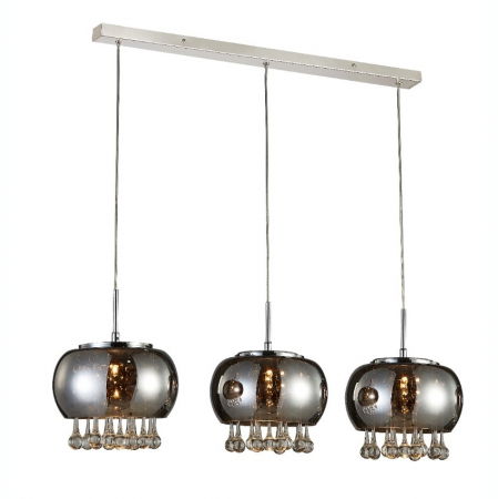 Lustre Dormitor - Lustra moderna liniara cu pendule Inha Line 90 cm cu cristale, sticla cromata/metal, AZ 2454 - Azzardo