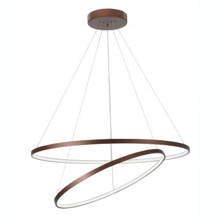 Lustre Dormitor - Lustra moderna maro Viken Ø80 cm cu iluminare LED dimabila, abajur tip cerc inaltime reglabila, 6265003 - Novaluce