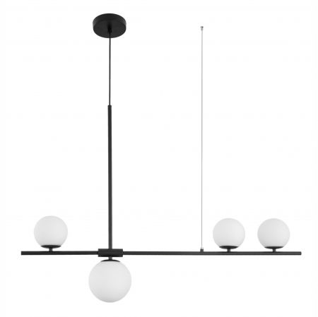 Lustre Dormitor - Lustra moderna neagra Buster 100 cm, 4xG9, globuri albe sticla, design lux, 9100441 - Novaluce