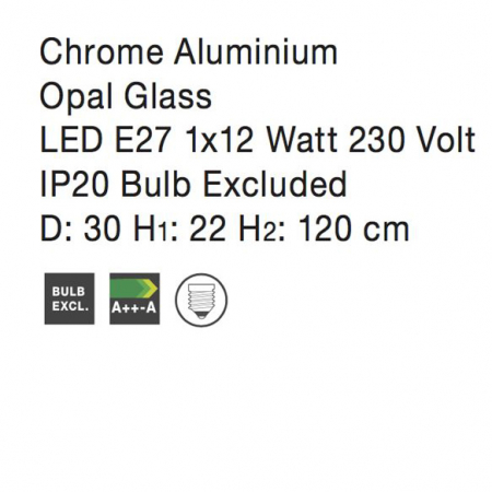 Lustra moderna pendul sticla crom/alba Shiree Ø 30 cm, inaltime reglabila, 9207602 - Novaluce [5]