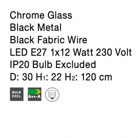 Lustra moderna pendul sticla crom Kale, Ø 30 cm, inaltime reglabila, 9724141 - Novaluce [7]