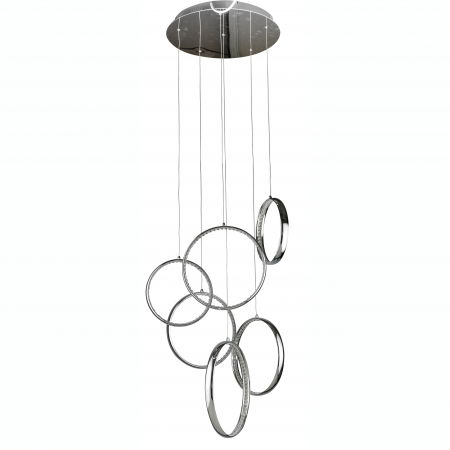 Lustre Dormitor - Lustra moderna Roch, inele cu cristale si iluminare LED, 60x160 cm, metal crom, AZ 2450 - Azzardo