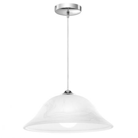Lustre Dormitor - Lustra moderna rotunda alba Devra Ø 30/40 cm, abajur sticla, baza metal, 605804 - Novaluce
