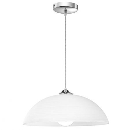 Lustre Dormitor - Lustra moderna rotunda alba Devra Ø 30/40 cm, abajur sticla, baza metal, 600821 - Novaluce