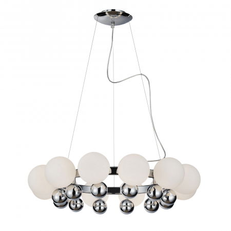 Lustre Dormitor - Lustra moderna rotunda Mina 65x65 cm, 12 becuri, elemente glob metal crom, AZ 0095 - Azzardo