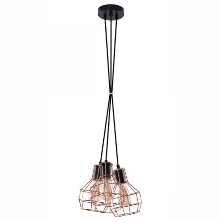 Lustre Dormitor - Lustra neagra cu 3 pendule suspendate legate Alio Line 32 cm, stil industrial detalii cupru, metal, AZ 1660 - Azzardo