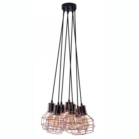 Lustre Dormitor - Lustra neagra cu 7 pendule suspendate legate Alio Line 43 cm, stil industrial detalii cupru, metal, AZ 2142 - Azzardo