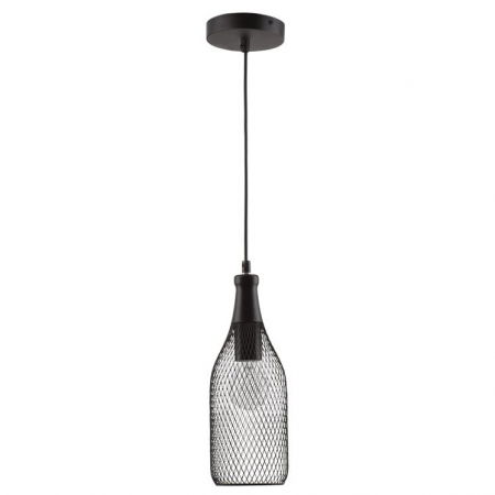 Lustre Dormitor - Lustra neagra tip pendul Marena abajur tip plasa metal, Ø 10 cm, 9402435 - Novaluce