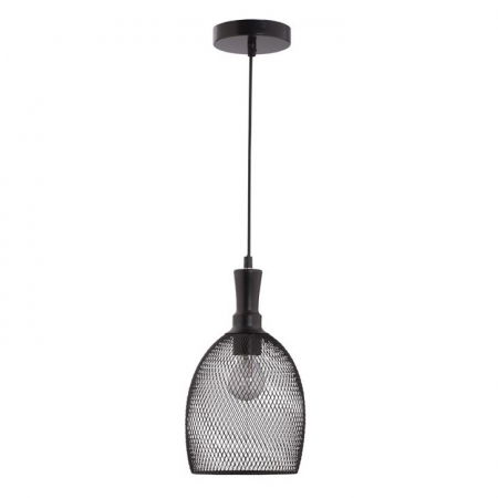 Lustre Dormitor - Lustra neagra tip pendul Marena abajur tip plasa metal, Ø 15,5 cm, 9402459 - Novaluce