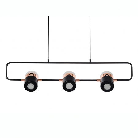 Lustre Dormitor - Lustra orizontala design modern Enoch 3 74 cm, cupru/negru, iluminare LED, XCP7598-3 BLACK - King