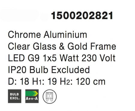 Lustra pe fir sticla transparenta Hari Ø18 cm, detalii impletite metal auriu, 1500202821 - Novaluce [3]