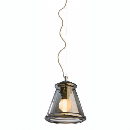 Lustre Dormitor - Lustra pe fir tip clopot sticla fumurie Zinia 22,5x25 cm, design industrial/retro, AZ 0453 - Azzardo