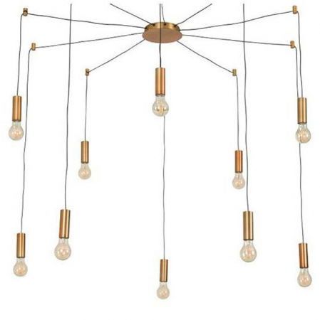 Lustre Dormitor - Lustra pendul 10 becuri E27 fir lung prindere tavan Erika neagra/aurie/alba, design modern industial, AZ 3460+3455+3554 - Azzardo