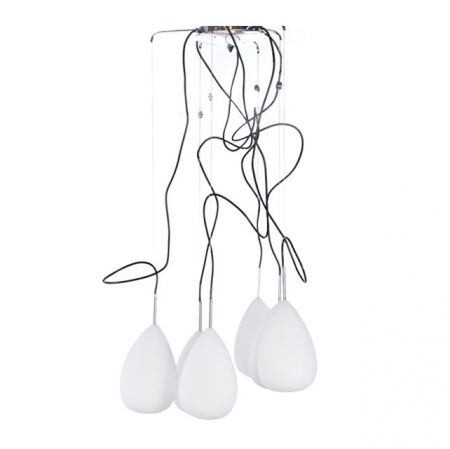 Lustre Dormitor - Lustra pendul alba Ares 6 becuri 46x46 cm, sticla/metal crom, AZ 0157 - Azzardo