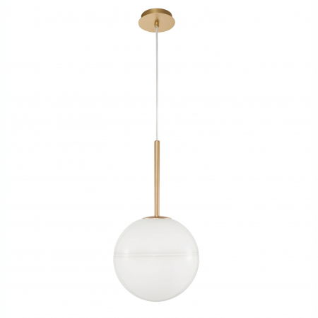Lustre Dormitor - Lustra pendul glob alb cu auriu Ganiza Ø25 cm, sticla opal, E27, 9960612 - Novaluce