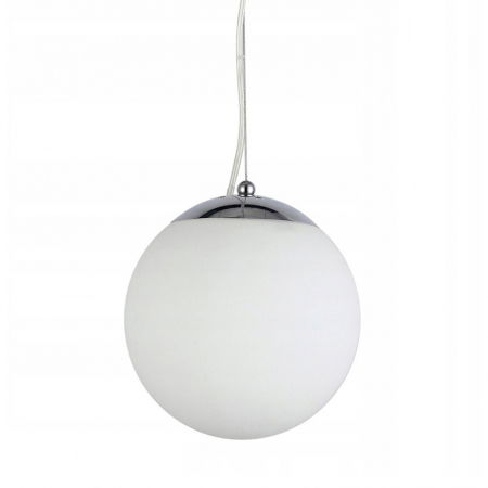 Lustre Dormitor - Lustra pendul glob alb sticla Pelayo stil minimalist, diverse dimensiuni, detalii metal crom, AZ 2516 - Azzardo