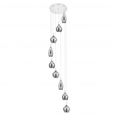 Lustre Dormitor - Lustra pendul Jiro 50x330 cm, 9 becuri spirala, sticla cromata/simpla/armaie si metal, AZ 3102 - Azzardo