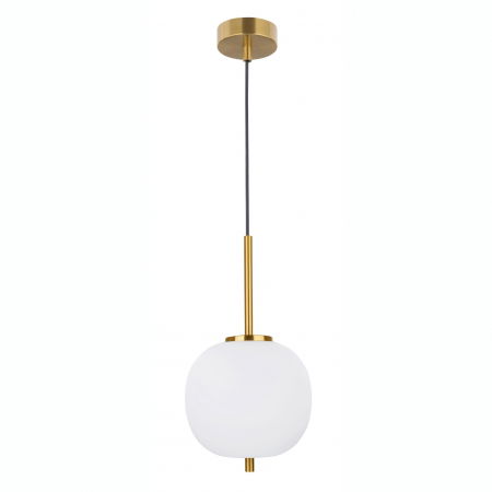 Lustre Dormitor - Lustra pendul moderna alb cu auriu Felicia Small 18,5 cm, sticla/metal, 9624064 - Novaluce