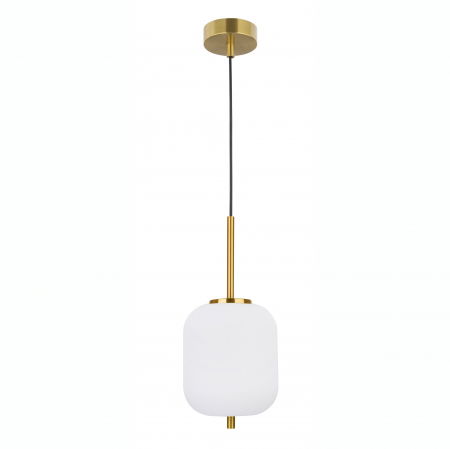 Lustre Dormitor - Lustra pendul moderna alb cu auriu forma cilindrica Felicia Small 16,5x20 cm, sticla/metal, 9624065 - Novaluce