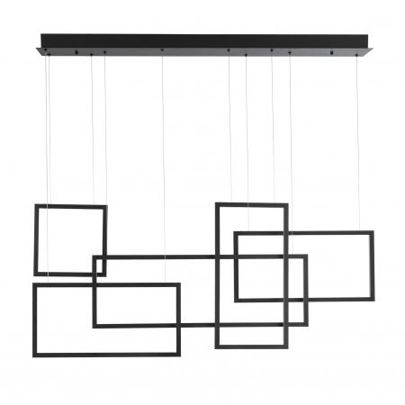Lustre Dormitor - Lustra pendul neagra dimabila LED Miki 120 cm, design minimalist patrate, 9142765 - Novaluce