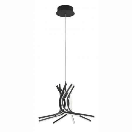 Lustre Dormitor - Lustra pendul neagra Swirl 50/80 cm, iluminare LED dimabila, design modern lux, 9100282 - Novaluce