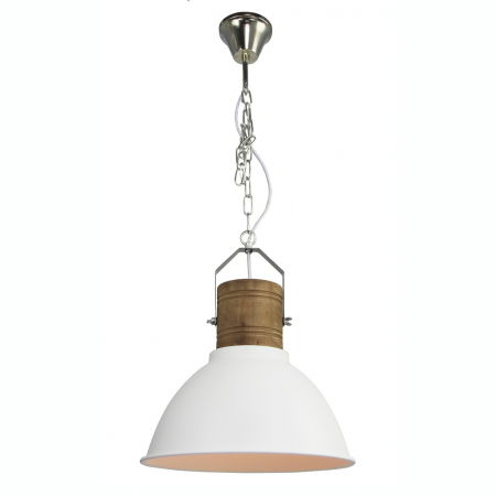 Lustre Dormitor - Lustra pendul rotunda alba/neagra metal si lemn Helgi Ø 39 cm, stil industrial, AZ 1582 - Azzardo