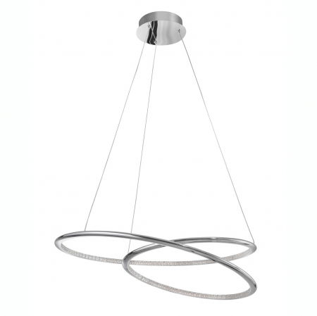 Lustre Dormitor - Lustra pendul rotunda crom cu cristale Arisha 64 cm, iluminare Led, design modern lux, 81007202 - Novaluce