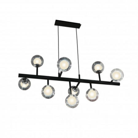 Lustre Dormitor - Lustra premium moderna neagra Ermin, 9 abajururi sticla dubla, inaltime reglabila, 345509 - Schuller