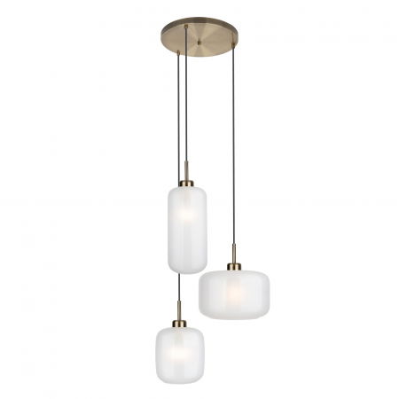 Lustre Dormitor - Lustra rotunda 3 pendule sticla opal lucios Veera Ø 33 cm baza metal auriu, P0451 - Maxlight