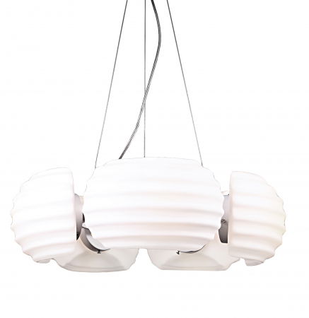 Lustre Dormitor - Lustra rotunda alba design modern Rostam 60x60 cm, 5 becuri, sticla/metal, AZ 0115 - Azzardo