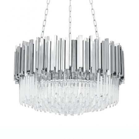 Lustre Dormitor - Lustra rotunda argintie crom design lux Imperio cu cristale 60x60x40 cm, DW-D5688S.SILVER - King