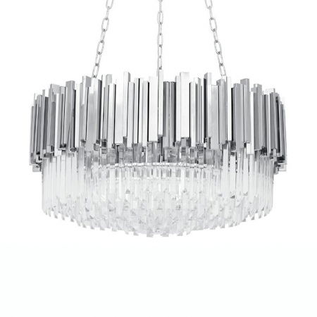 Lustre Dormitor - Lustra rotunda argintie crom design lux Imperio cu cristale 80x80x40 cm, DW-D5688M.SILVER - King