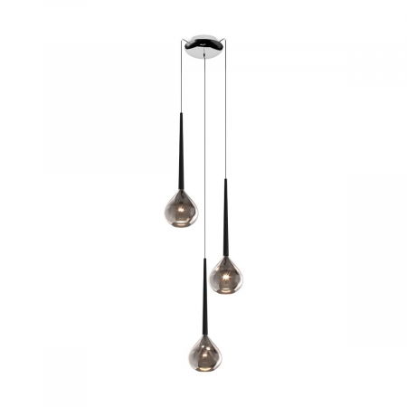 Lustre Dormitor - Lustra rotunda crom LIBRA cu 3 pendule, inaltime reglabila, metal/sticla, 003064-001771 - Zumaline
