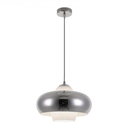 Lustre Dormitor - Lustra rotunda crom/negru mat Vangel 32/43 cm stil industrial, metal, sticla, AZ 3167 - Azzardo
