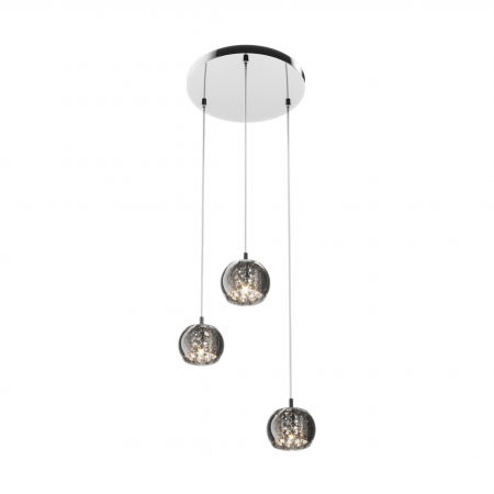 Lustre Dormitor - Lustra rotunda CRYSTAL cu 3 pendule din sticla, inaltime reglabila, 003064-001009 - Zumaline