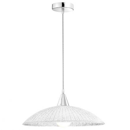 Lustre Dormitor - Lustra rotunda Dipa Ø 40 cm, din sticla transparenta si alba structurata, 7326501 - Novaluce